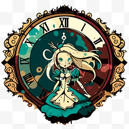 爱丽丝梦游仙境时钟 向量
