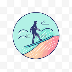 sup充气桨板图片_冲浪板上有男人的sup风格图标 向