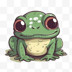 可爱的卡通绿色青蛙躺在浅色背景