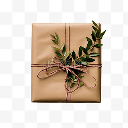 带花环图片_带花环和标签的包装圣诞礼物的顶