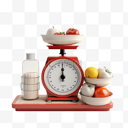 健康图片_秤厨房工具 3d 插图