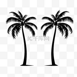 两棵棕榈树剪影图
