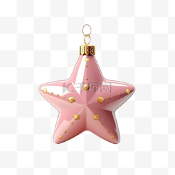 金色星星带图片_粉色圣诞树玩具，配有金色星星逼