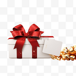 優惠價图片_圣诞折扣卡，带红丝带和圣诞礼物