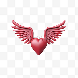 红心翅膀与框架隔离健康爱情或世