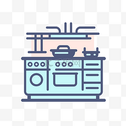 炉灶背景图片_白色背景上的厨房炉灶线图标平面