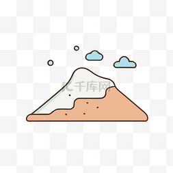 山山线形状图标与白云 向量
