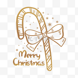 金色圣诞树简约图片_圣诞节金色手杖简笔画
