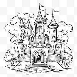 万圣节图片_儿童着色书插画万圣节好城堡
