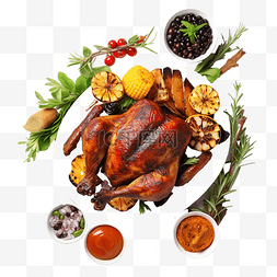 脆皮烤鸡图片_圣诞节和感恩节菜肴烤鸡和开胃菜