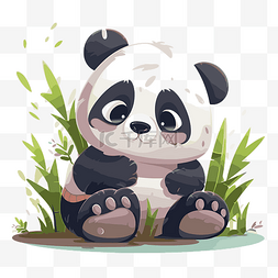 熊猫坐着卡通图片_可爱的熊猫 向量