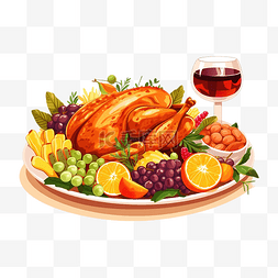 平面食品图片_感恩节快乐餐桌菜肴菜单上食物的
