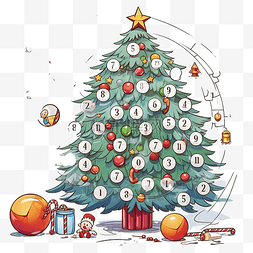 卡通学数学图片_数学迷宫与圣诞树和礼物球教育工