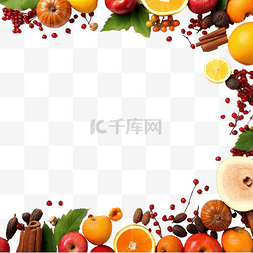 感恩节食物图片_带有复制空间的感恩节食物边框组