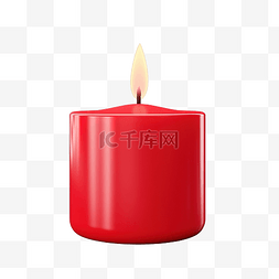 蠟燭火焰图片_3d 渲染孤立的红蜡烛