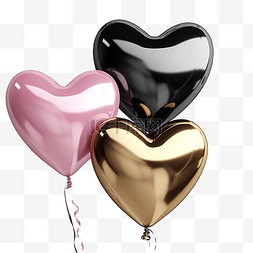 闪亮的爱情气球金粉色金属银色光
