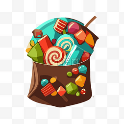 袋子设计图片_装有糖果和糖果的袋子，用勺子剪