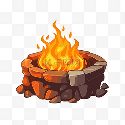 热火图片_火坑剪贴画 卡通火坑与热火焰 向