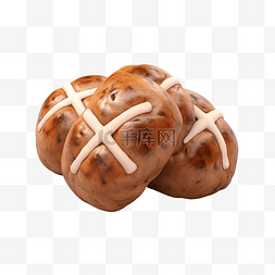甜面包图片_十字面包 3d 插图