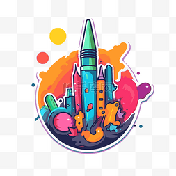 世博会设计图片_街头艺术贴纸，上面有彩色火箭和