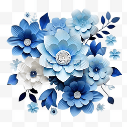 可爱的七彩蓝色花朵