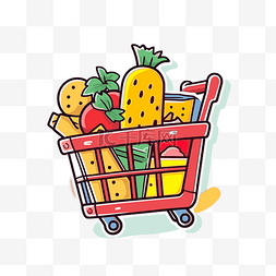 带有新鲜蔬菜和水果的购物篮，采
