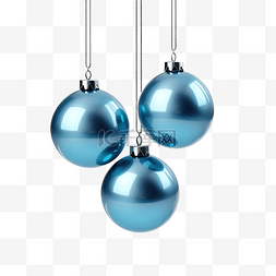 3d圣诞蓝色球树装饰png