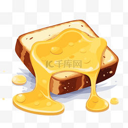 黄油吐司剪贴画一块面包加蜂蜜卡