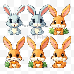 头像框架兔子或野兔与胡萝卜动物