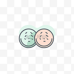 两个绿色和粉色的点，带有笑脸设