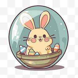 卡通复活节兔子在蛋球里 向量