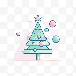 平面装饰设计图片_带气泡的圣诞树图标 向量