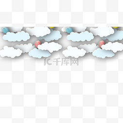 云层天空图片_剪纸风格云朵边框