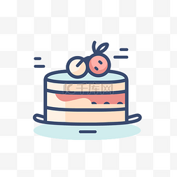 新鲜水果蛋糕图标线平面插图 ио
