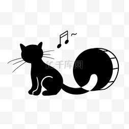 音乐猫咪创意线条