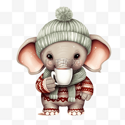 圣诞贺卡可爱的卡通大象穿着毛衣