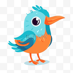 橙色矢量插画图片_鸟剪贴画可爱的蓝色和橙色鸟矢量