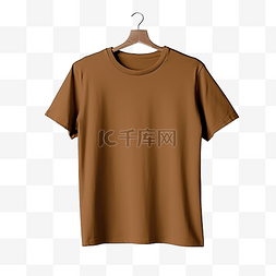 衣服图片_带衣架的棕色T恤