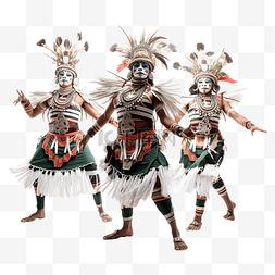 水彩人舞蹈人图片_加里曼丹岛达雅克部落的民族舞蹈