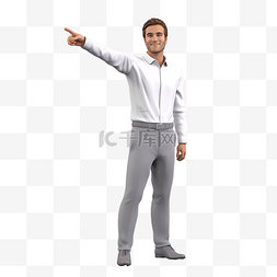方向手指图片_穿着白衬衫的商人指着并推荐姿势