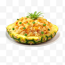 亚洲食品菠萝炒饭 3d 插图
