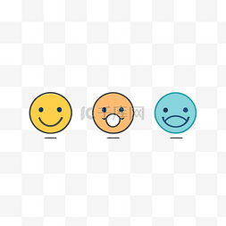 三组微笑面部表情图标 向量