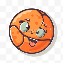 篮球框网图片_平面卡通橙色球有两只眼睛和微笑
