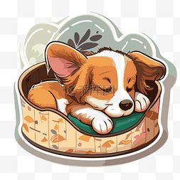 可爱柯基犬图片_柯基犬贴纸可爱睡觉困的柯基犬品