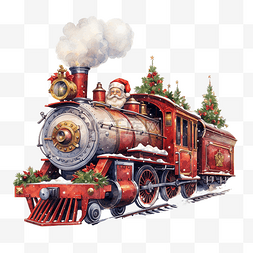 圣诞老人正在乘火车给孩子们带去