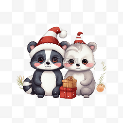 可爱驯鹿图片_圣诞贺卡可爱卡通猫熊猫和老鼠在
