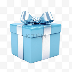 带蝴蝶结的圣诞礼物蓝色礼盒惊喜