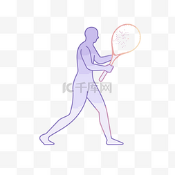 拿着网球拍的人体轮廓 向量