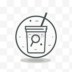 排汗吸湿标志图片_带有吸管和勺子图标的咖啡标志 