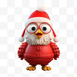 正面图图片_穿着圣诞服装的可爱鸡 穿着圣诞
